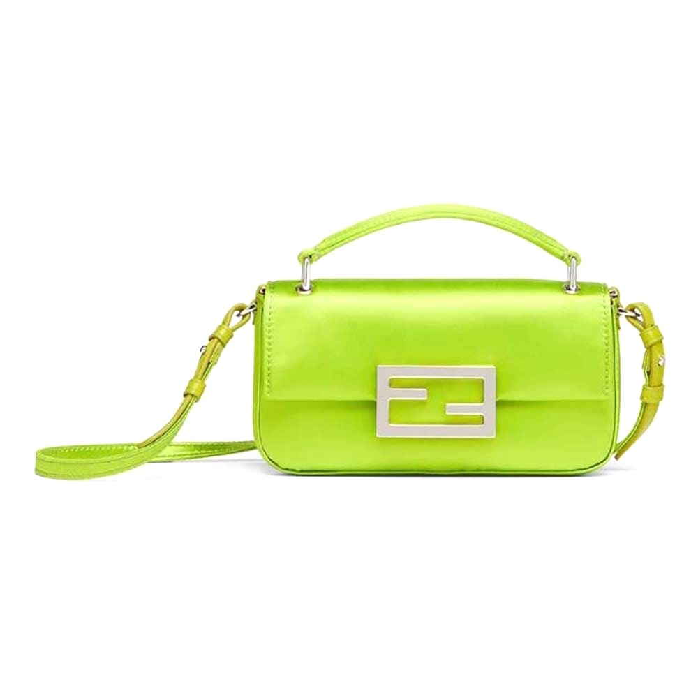 TÚI Fendi Women Baguette Phone Pouch Acid Green Silk Pouch