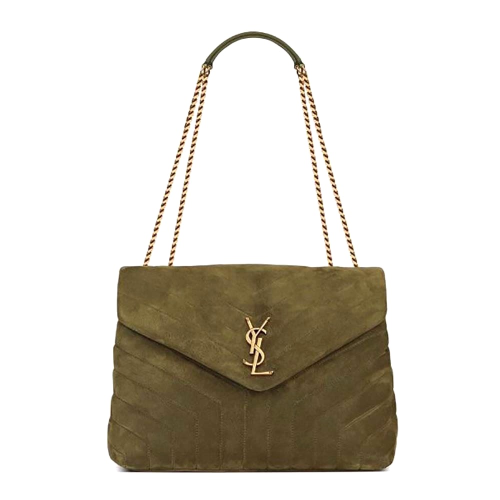 TÚI aint Laurent YSL Women Loulou Medium in Quilted “Y” Suede-Green