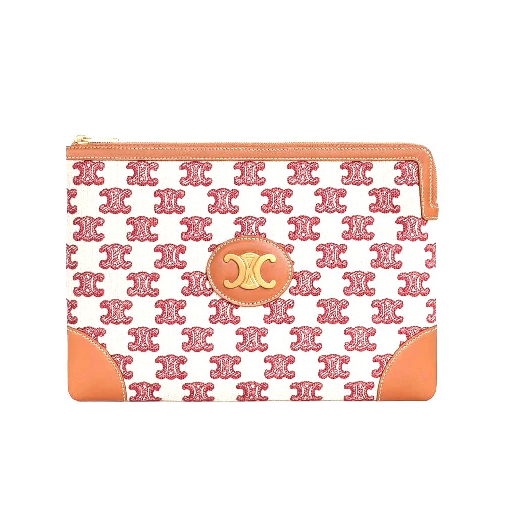 TÚI Celine Women Small Pouch in Textile with Triomphe Embroidery