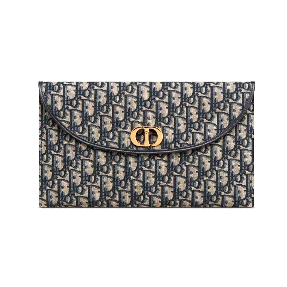 TÚI Dior Women 30 Montaigne Avenue Pouch with Flap Blue Dior Oblique Jacquard