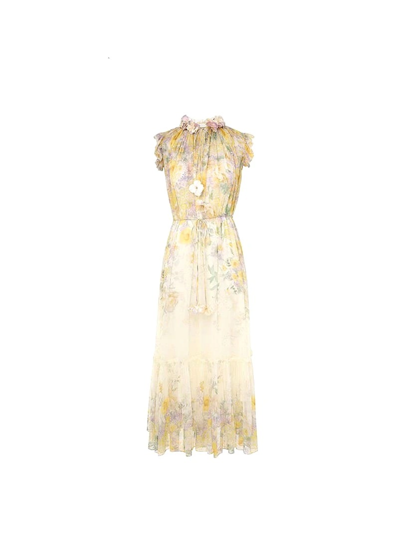 VÁY ZIMMERMANN SHORT SLEEVE LONG DRESS FLOWER High Classy