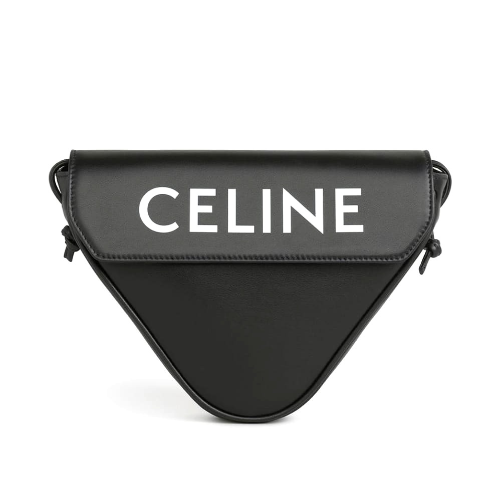 TÚI Celine Women Triangle Bag in Smooth Calfskin with Celine Print-Black