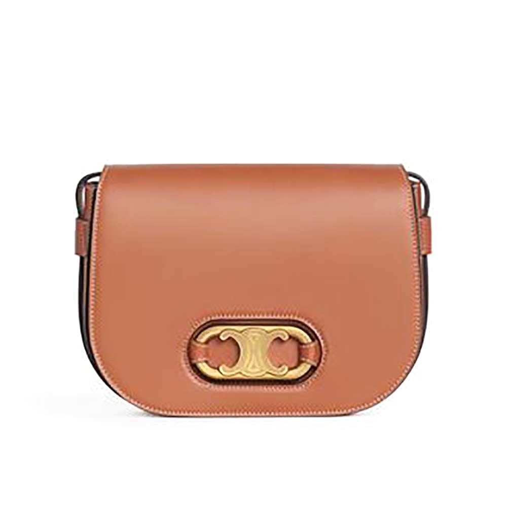 TÚI Celine Women Medium Maillon Triomphe Bag in Natural Calfskin-Brown