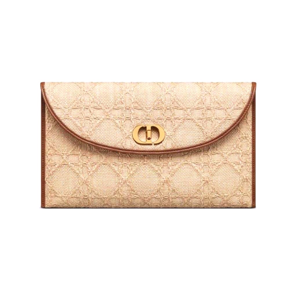 TÚI Dior Women 30 Montaigne Avenue Pouch with Flap Natural Cannage Raffia