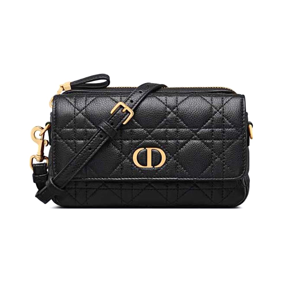 TÚI Dior Women Caro Pouch Black Supple Cannage Calfskin