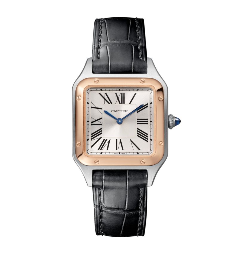 Đồng hồ CARTIER Steel and Rose Gold Santos-Dumont Watch 27.5mm mặt số màu trắng