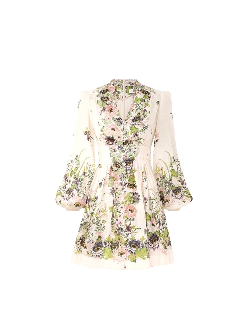 VÁY ZIMMERMANN V NECK FLOWER MID DRESS High Classy