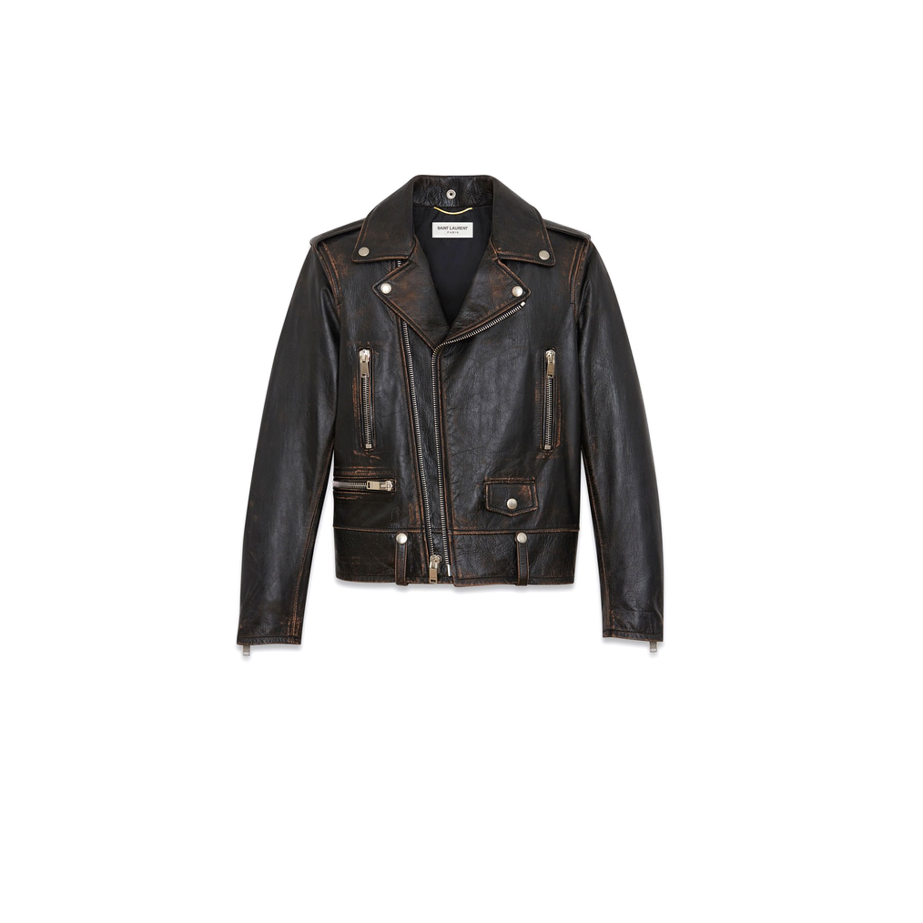 ÁO DA SAINT LAURENT CLASSIC SAINT LAURENT LEATHER MOTORCYCLE JACKET