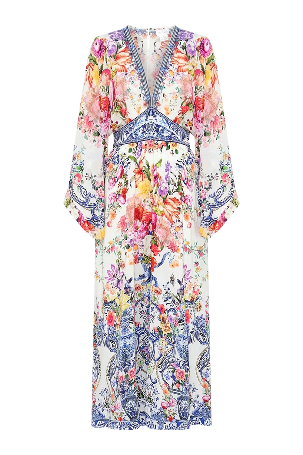 VÁY CAMILLA Silk Cardigan Embellished V-Neck Maxi Dress High Classy