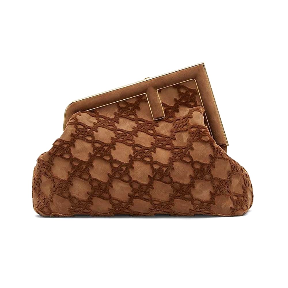 TÚI FENDI Women First Medium Red Suede Bag-Brown