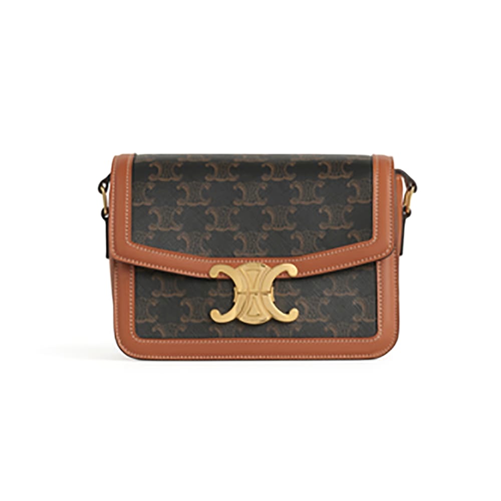 TÚI Celine Women Teen Triomphe Bag in Triomphe Canvas and Calfskin