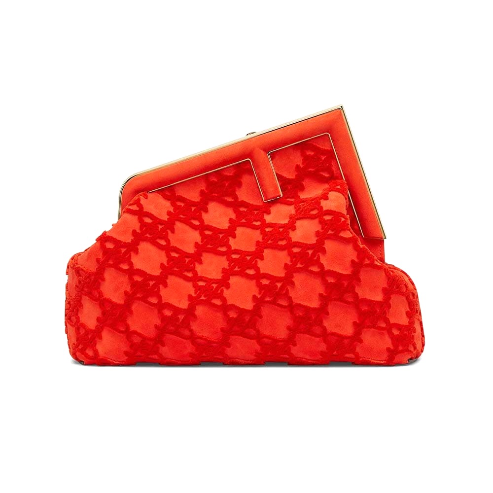 TÚI FENDI Women First Medium Red Suede Bag-Red