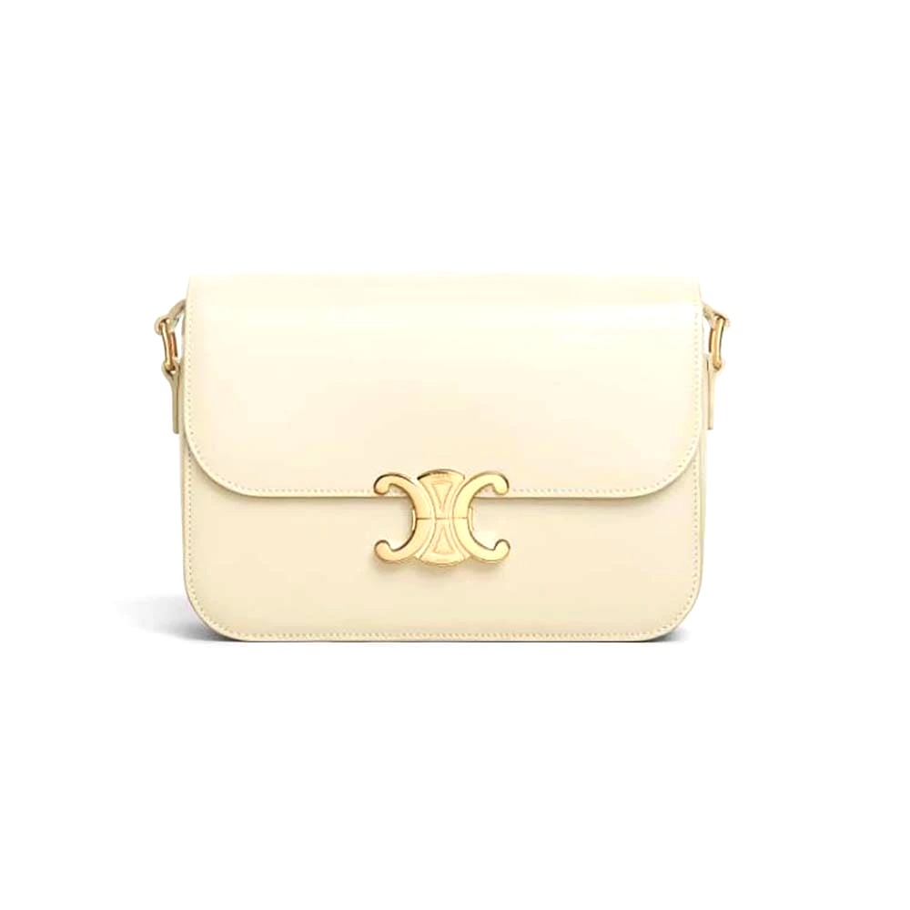 TÚI Celine Women Classique Triomphe Bag in Shiny Calfskin-Beige