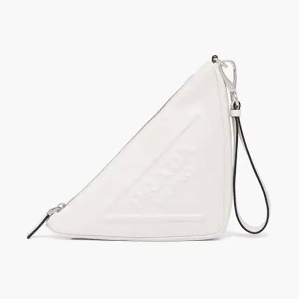 TÚI Prada Women Leather Triangle Leather Pouch-White