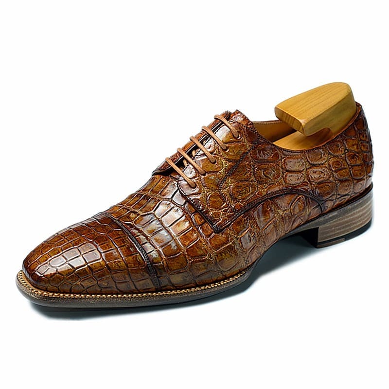 Giày da cổ điển Alligator Cap-Toe Derby lót da da cá sấu Alligator