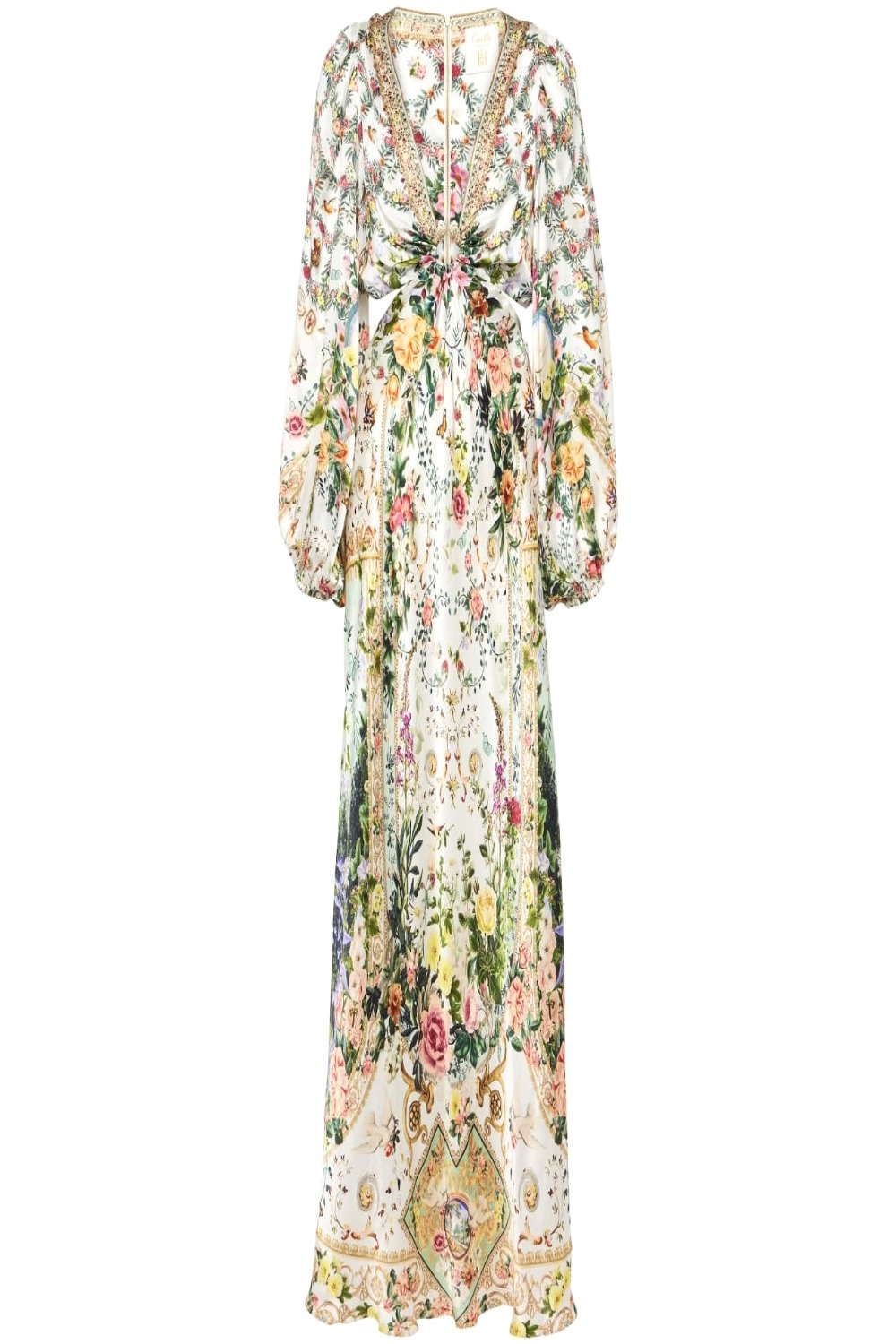 VÁY CAMILLA Silk Flower Cardigan Embellished V-Neck Maxi Dress High Classy Dài Tay