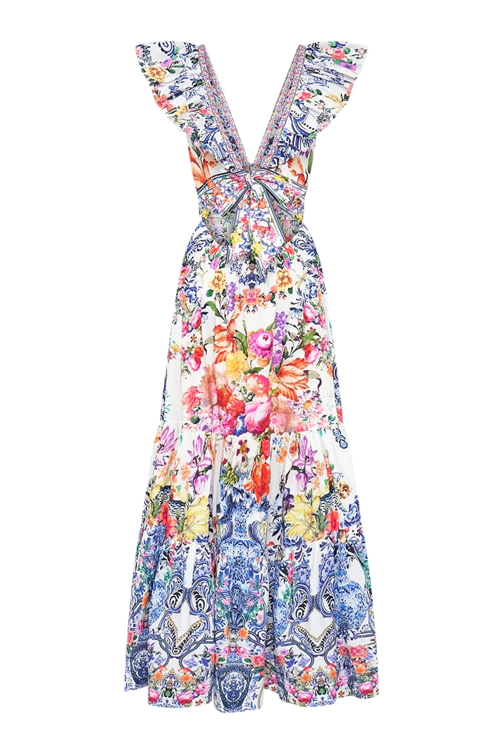 VÁY CAMILLA Silk Butterfly Cardigan Embellished V-Neck Maxi Dress High Classy