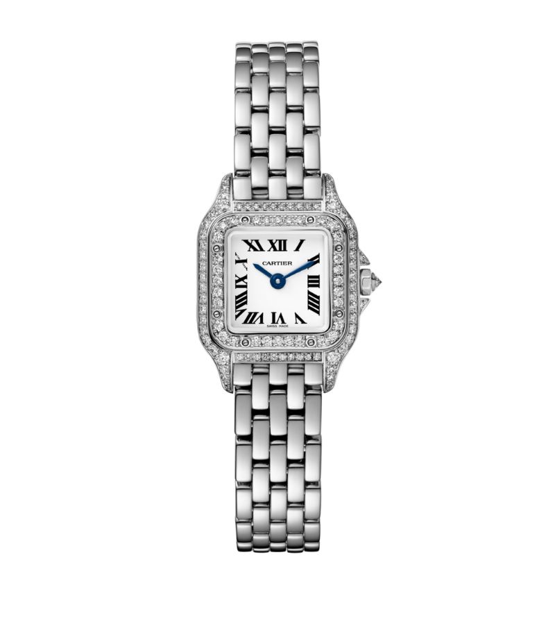 Đồng hồ CARTIER Mini White Gold and Diamond Panthère de Cartier Watch 20mm mặt số màu trắng