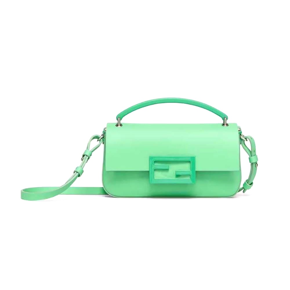 TÚI Fendi Women Baguette Phone Pouch Green Patent Leather Pouch