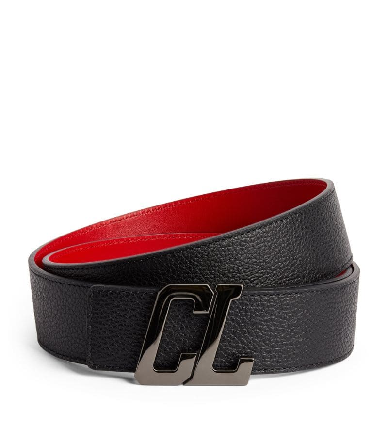 DÂY LƯNG CHRISTIAN LOUBOUTIN CL Leather Monogram Belt khóa đen