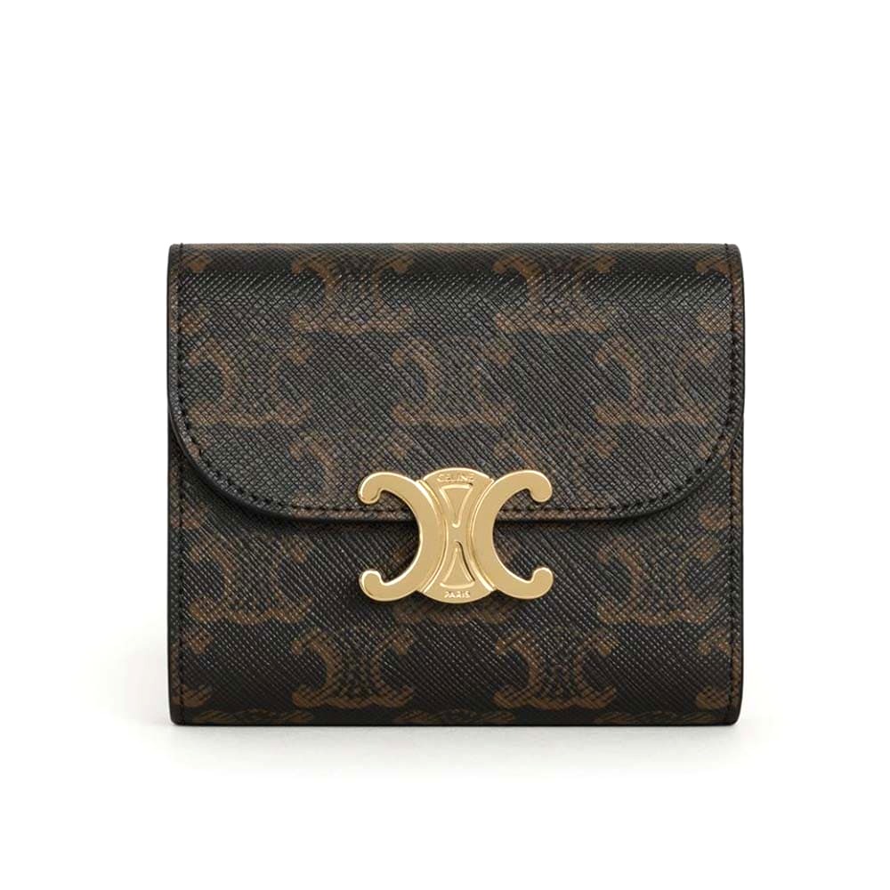 Ví Celine Women Small Triomphe Wallet in Triomphe Canvas-Tan