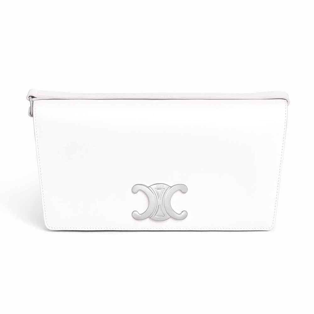 TÚI Celine Women Trapeze Triomphe Bag in Shiny Calfskin-White