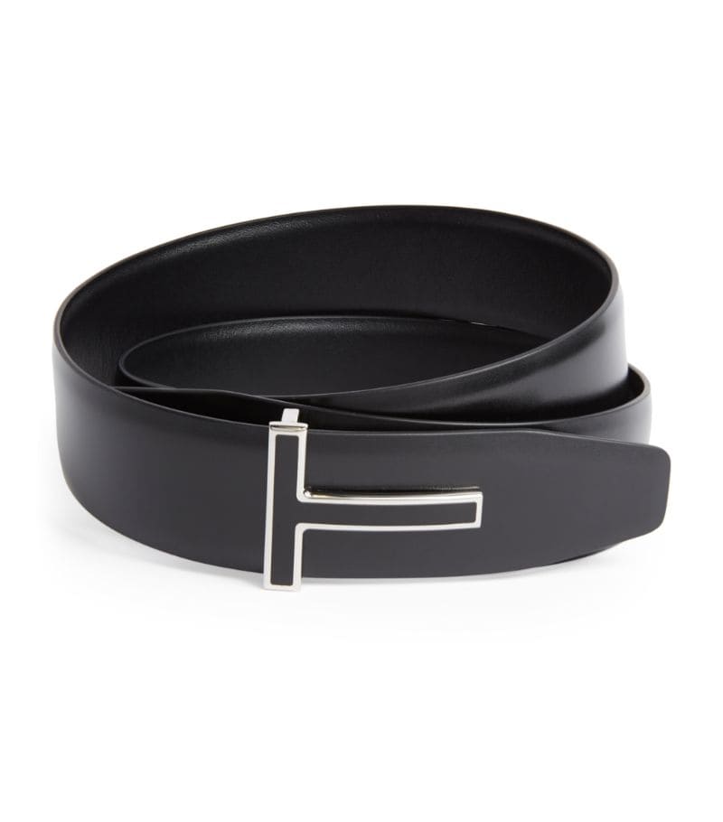 DÂY LƯNG TOM FORD Leather T Icon Beltt khóa trắng