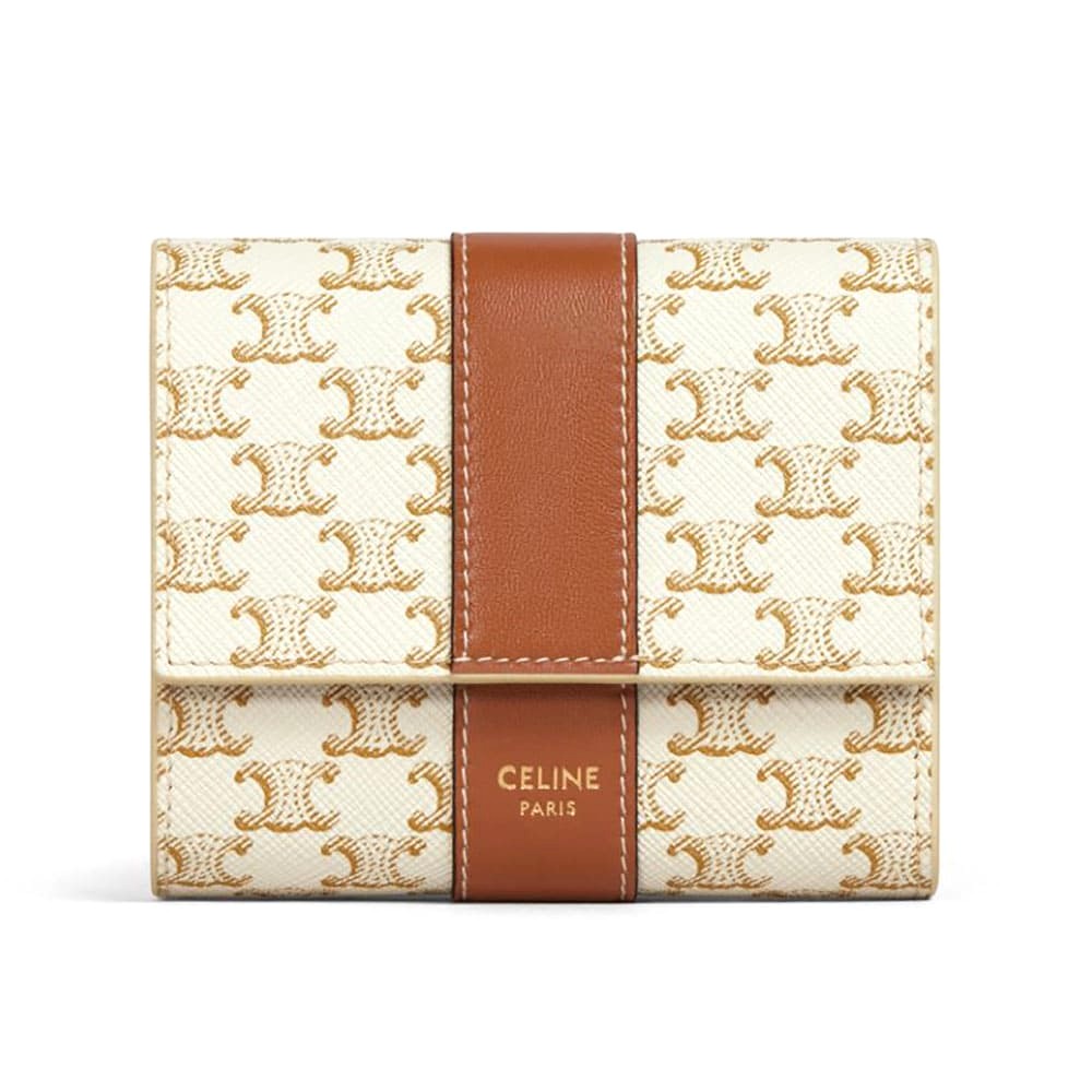 Ví Celine Women Small Trifold Wallet in Triomphe Canvas and Lam
