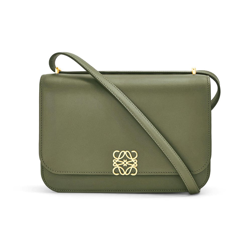 TÚI LOEWE Goya bằng da bê lụa màu xanh lá cây