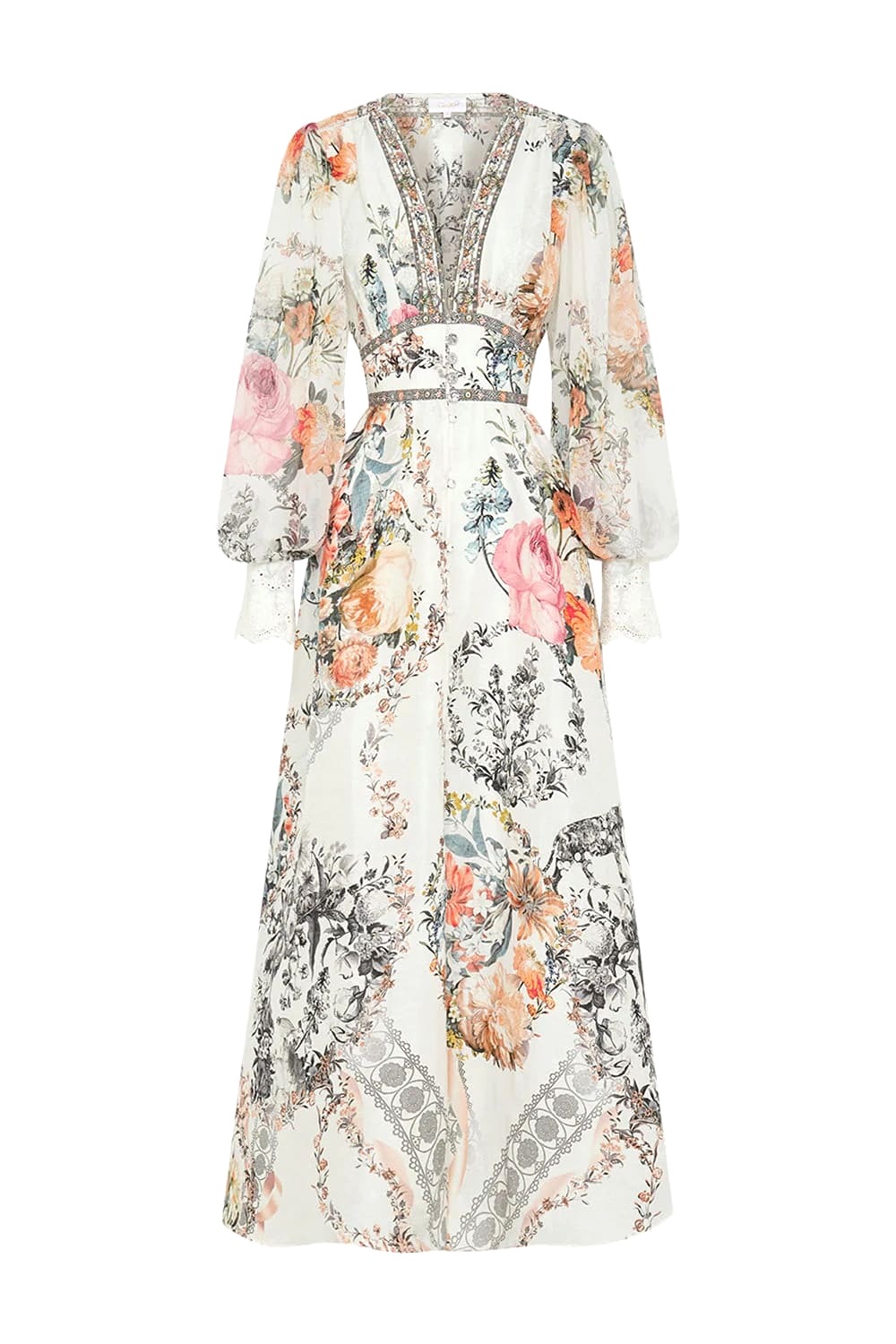 VÁY CAMILLA V NECK FLOWER LONG DRESS High Classy