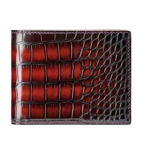 Ví da cá sấu Alligator được làm thủ công màu đỏ Burgundy