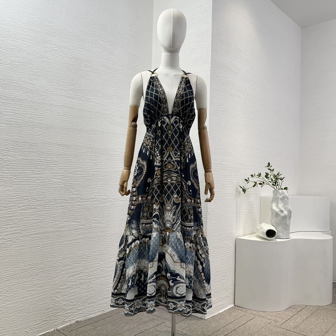 VÁY CAMILLA FLORAL PRINT DIAMOND SLEEVES MIDI DRESS High Classy