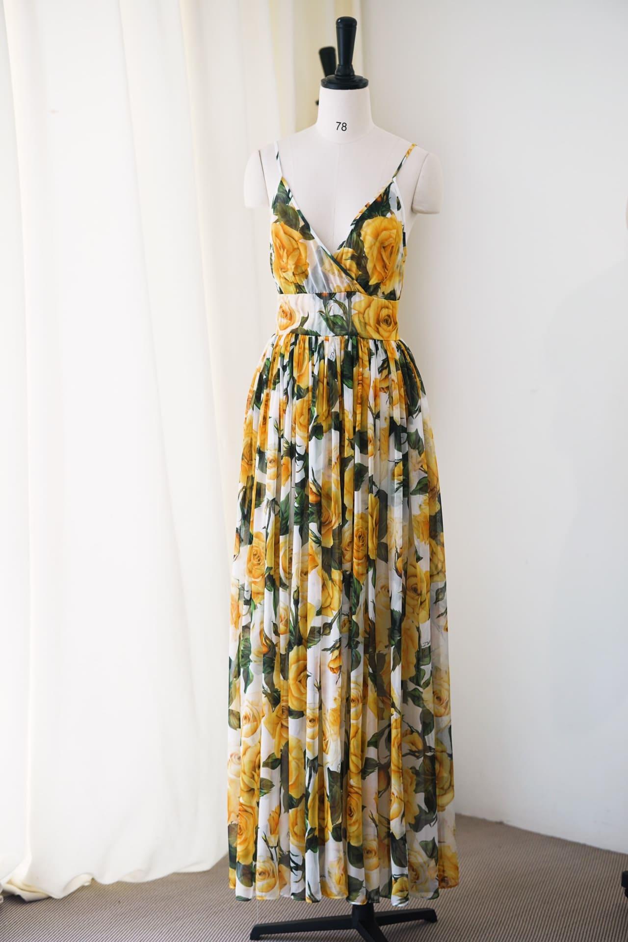 ĐẦM HAI DÂY DOLCE & GABBANA GREEN YELLOW FLORAL PRINT DRESS High Classy