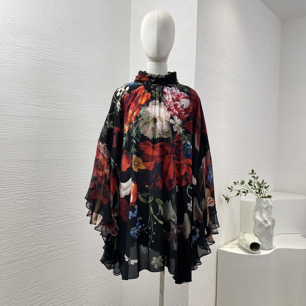 VÁY CAMILLA BLACK RED FLORAL PRINT MIDI DRESS High Classy