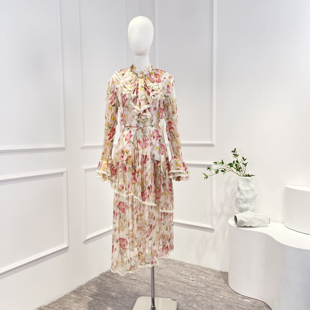 VÁY ZIMMERMANN COLORFUL PINK FLOWER LONG DRESS High Classy