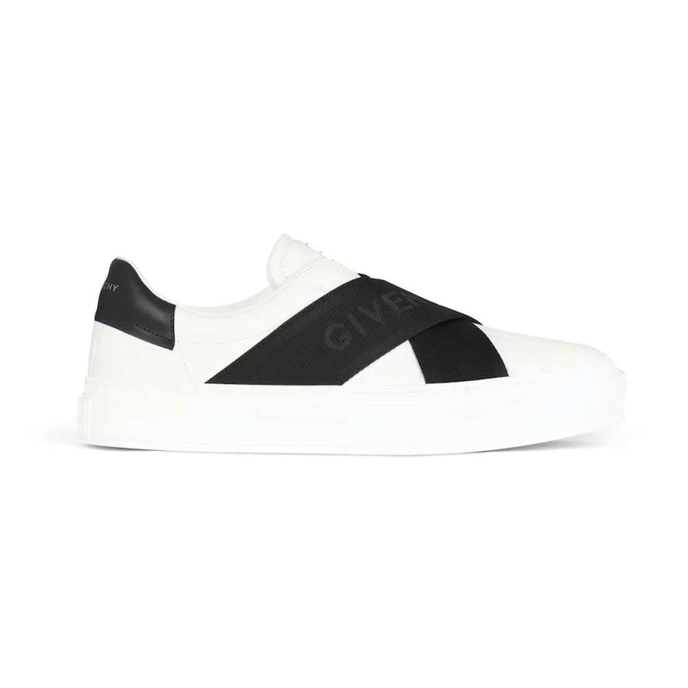 GIÀY GIVENCHY City Sport Sneakers in Leather with Double Webbing Strap-White