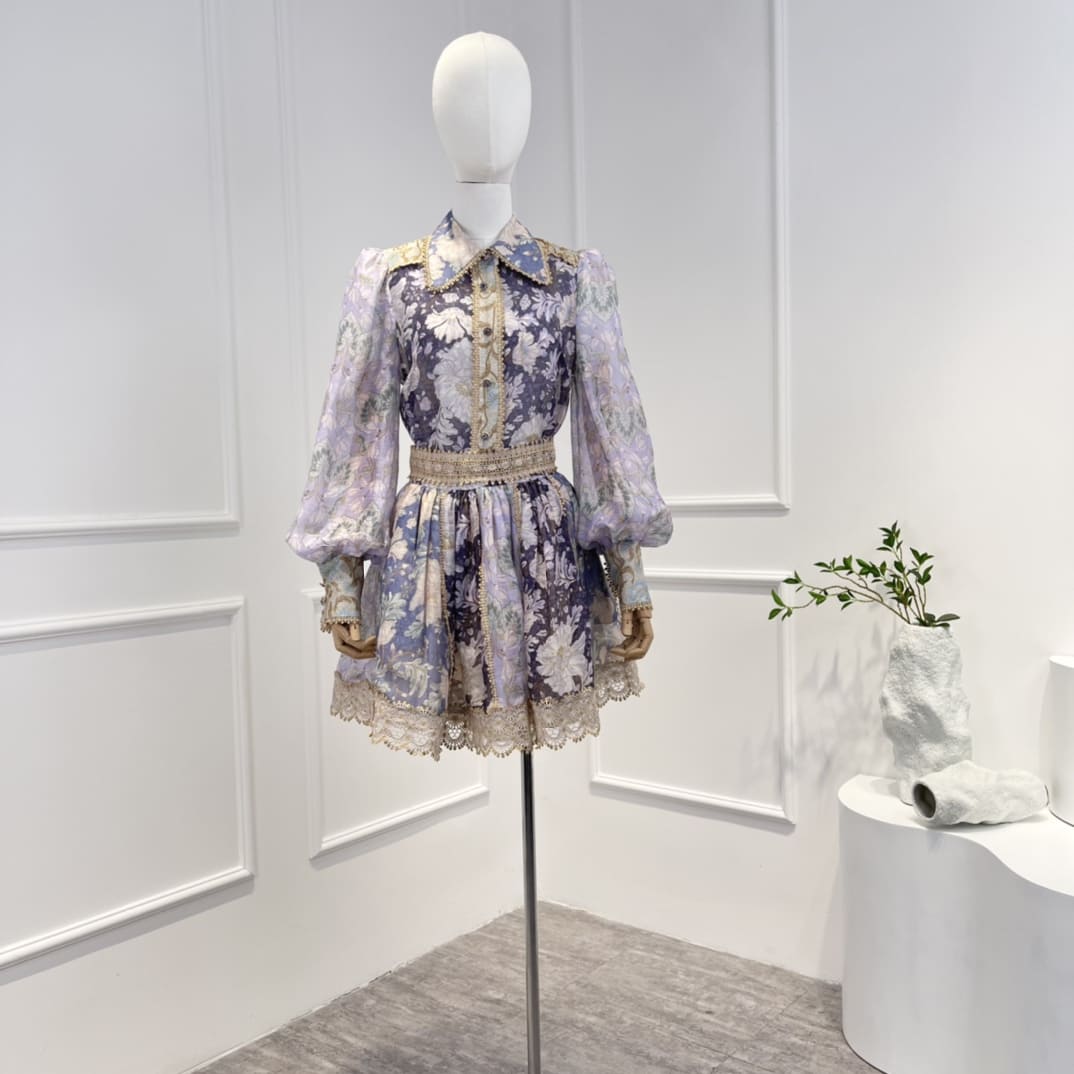VÁY ZIMMERMANN COLORFUL BLUE FLOWER MID DRESS High Classy