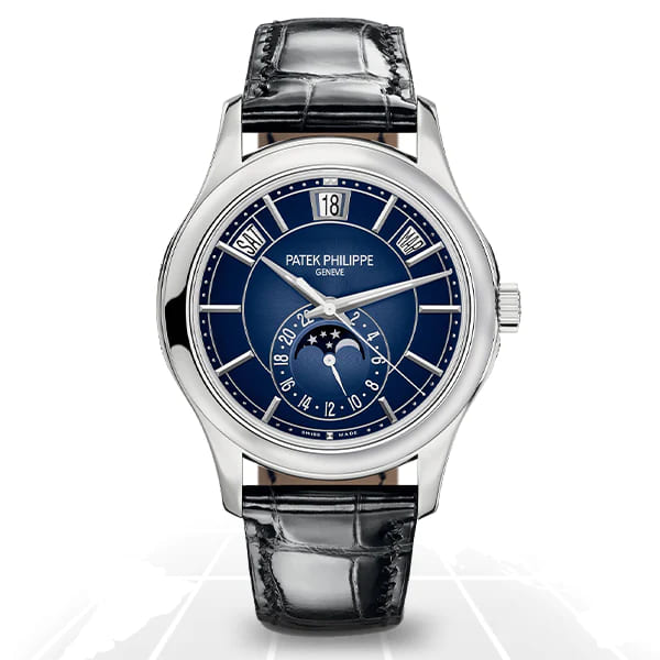 Đồng hồ PATEK PHILIPPE ANNUAL CALENDAR MOON PHASE 5205G-013 mặt số màu xanh