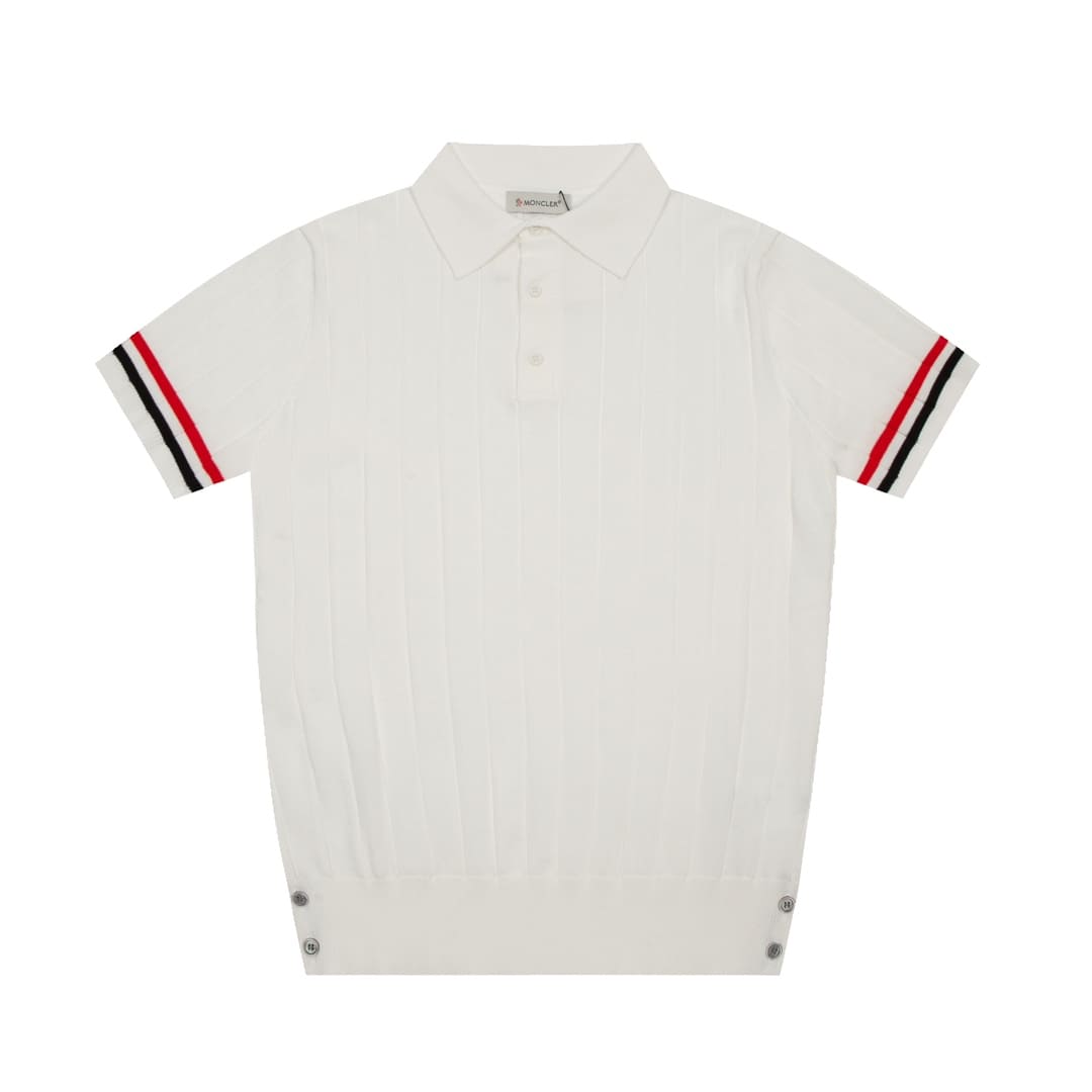 ÁO MONCLER POLO SHIRT WHITE MÀU TRẮNG THUN DỆT KIM