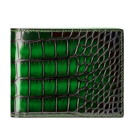 Ví da cá sấu Alligator được làm thủ công màu xanh lá cây