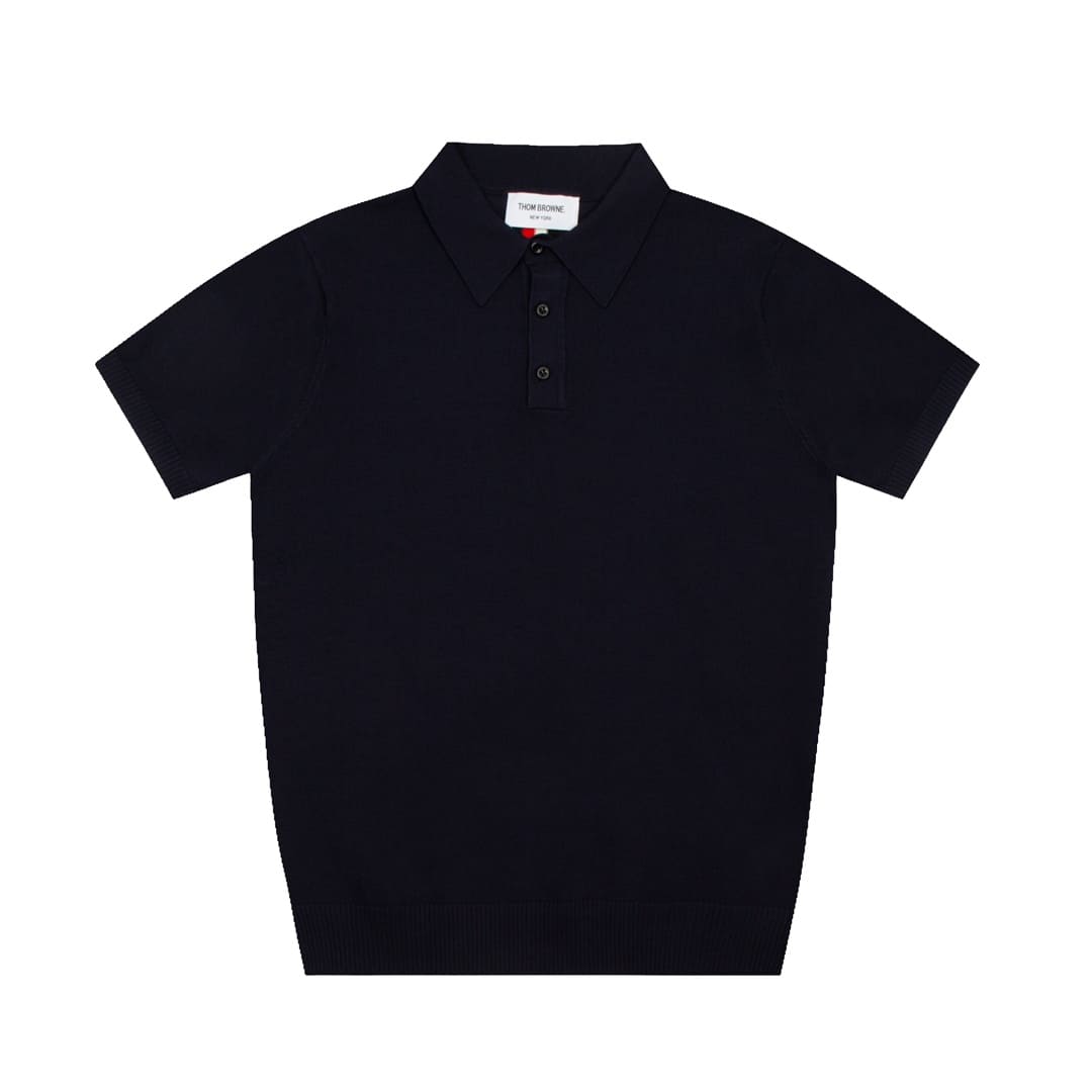 ÁO THOM BROWNE POLO 3 BAR SHIRT BLACK MÀU ĐEN THUN DỆT KIM