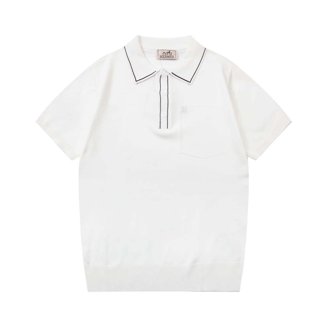 ÁO HERMES POLO SHIRT WHITE MÀU TRẮNG THUN DỆT KIM