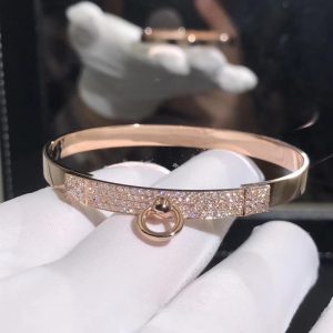 Vòng tay Hermes Collier de Chien diamond vàng hồng 18K