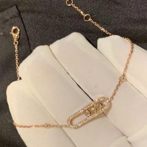 Vòng tay Messika Baby Move Diamond Pavé vàng hồng 18K