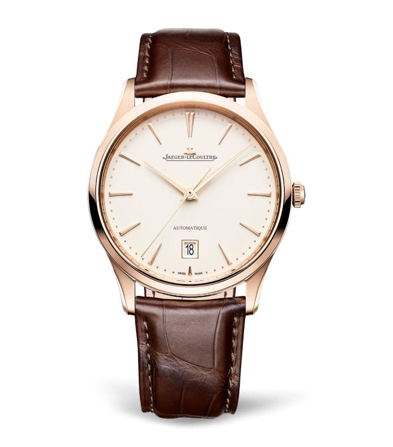 Đồng hồ Jaeger-LeCoultre Rose Gold Master Ultra Thin Date Watch 39mm mặt số màu trắng