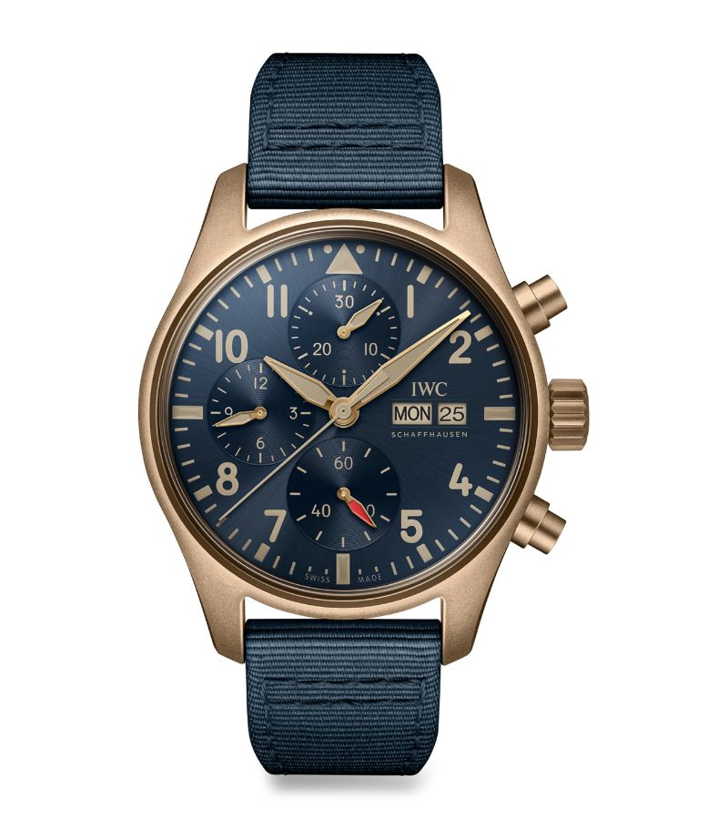 Đồng hồ IWC Bronze Pilot's Chronograph Spitfire mặt số màu xanh dương