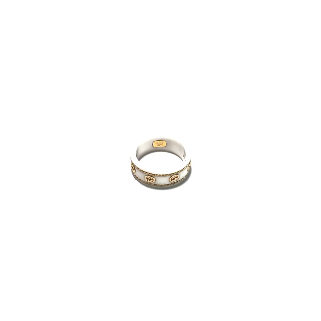 Nhẫn GUCCI gốm màu trắng chữ G bạc S925