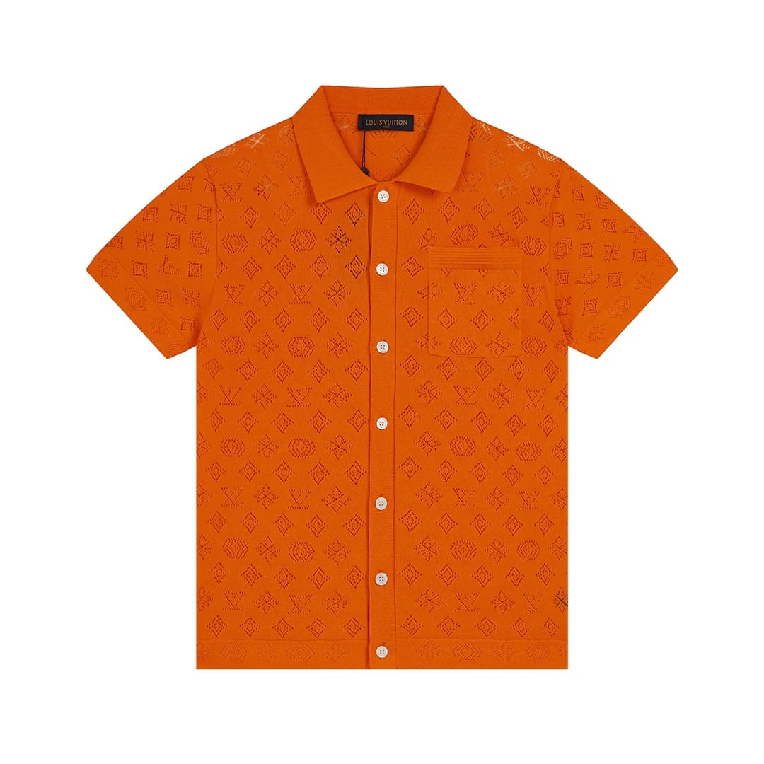 ÁO LOUIS VUITTON POLO SHIRT ORANGE MÀU CAM DỆT KIM