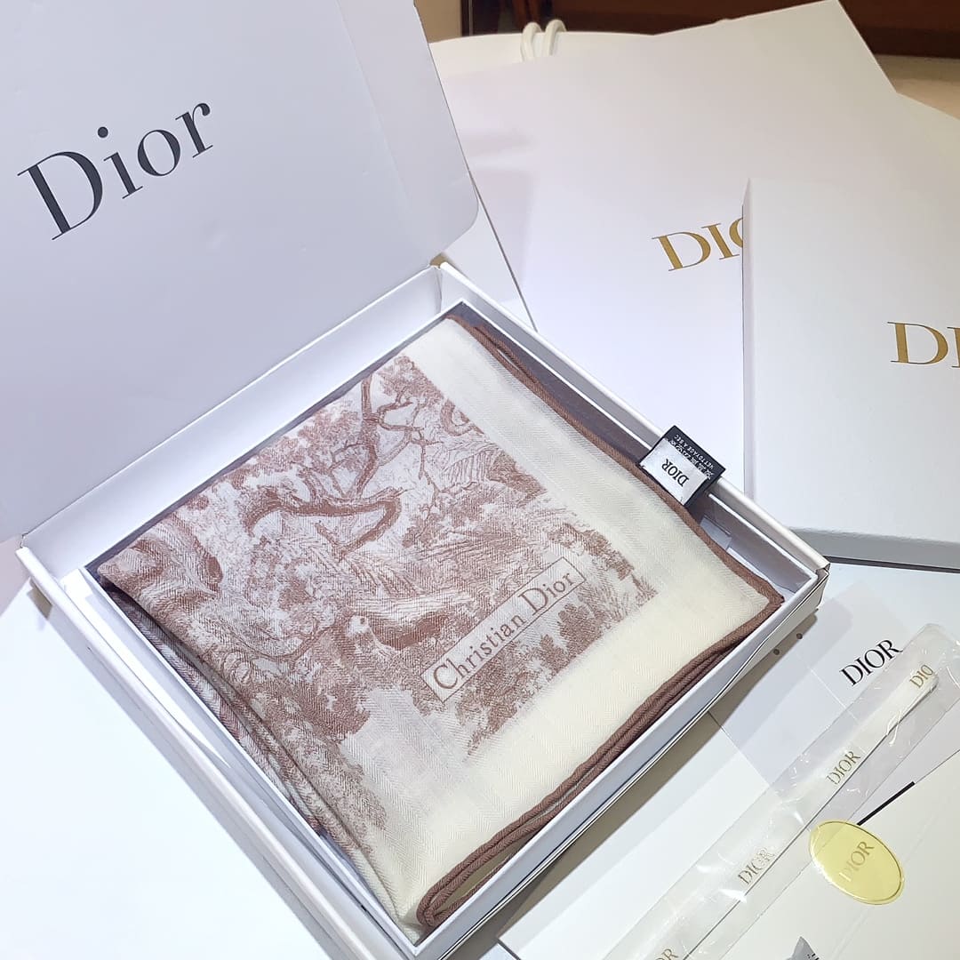 KHĂN CHRISTIAN DIOR Double-sided velvet cashmere scarf