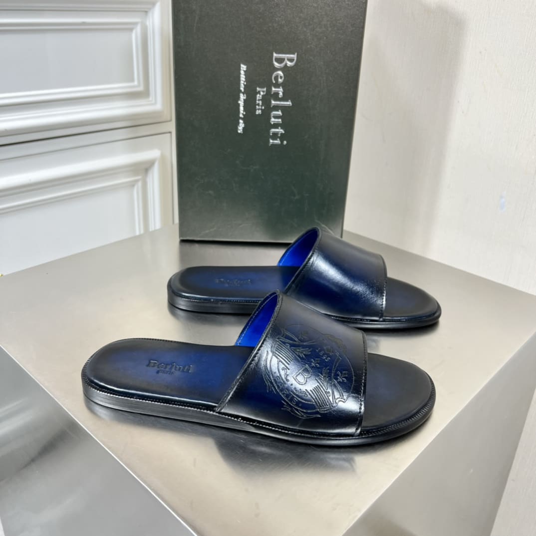 DÉP BERLUTI PATINA LEATHER SLIPPER